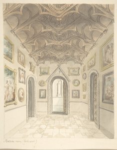 Castillo de Lea, Worcestershire, Sala de Pinturas, mirando al oeste de John Carter.