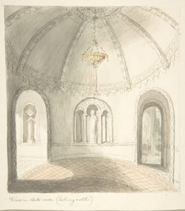 Castillo de Lea, Worcestershire, vista en la antecámara, mirando al norte, ca. 1816