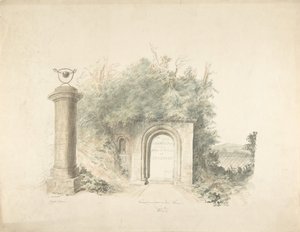 Página de título de un grupo de planos, elevaciones e interiores escénicos de Lea Castle, Worcestershire..., 18 de John Carter.