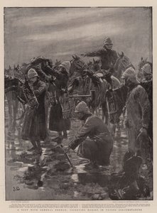 Un descanso con el General French, amarrando caballos en circunstancias difíciles de John Charlton