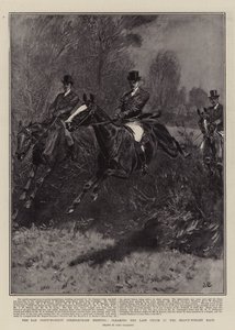 Reunión de carreras de obstáculos de Bar Point-to-Point, saltando la última valla en la carrera de peso pesado de John Charlton