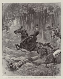 La emperatriz alemana participando en una cacería de jabalíes en el Grunewald, cerca de Berlín