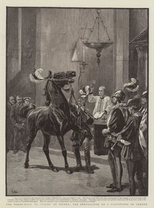 La Carrera de Caballos, o Palio, en Siena, la Bendición de un Competidor en la Iglesia