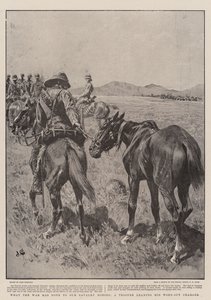 Lo que la guerra ha hecho a nuestros caballos de caballería, un soldado llevando a su caballo agotado de John Charlton