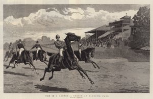 Ganado en un galope, un boceto en Sandown Park