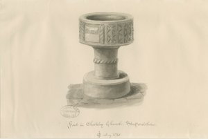 Pila bautismal en la Iglesia de Checkley