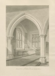 Interior de la Iglesia de Ellastone: dibujo en sepia, 1841 de John Chessell Buckler