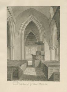Interior de la Iglesia de Leigh: dibujo en sepia