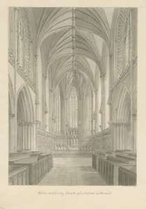 Interior de la Catedral de Lichfield - Coro y Capilla de la Virgen de John Chessell Buckler