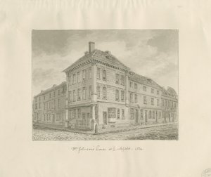 Lichfield - Lugar de nacimiento del Dr. Johnson: dibujo en sepia de John Chessell Buckler