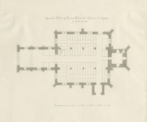 Plano de planta de la Iglesia de St. Michael, Lichfield