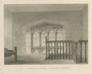 Pillaton Hall - Interior de la Capilla: dibujo en sepia, 1841 de John Chessell Buckler
