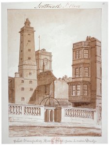Fábrica de disparos, Tooley Street, desde London Bridge, Bermondsey, Londres, 1828
