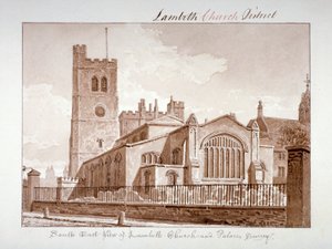 Vista sureste de la Iglesia de Santa María, Lambeth, Londres de John Chessell Buckler
