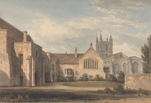 Vista sureste de la iglesia y el palacio de Croydon, Surrey de John Chessell Buckler