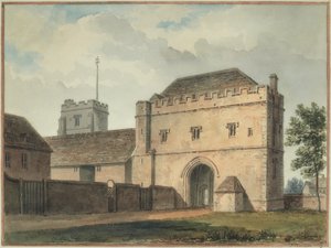 Vista sur de la gran puerta del colegio de Maidstone de John Chessell Buckler