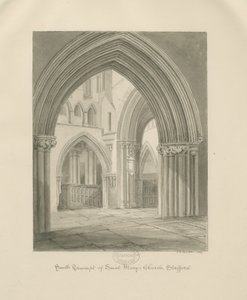 Stafford - Interior de la Iglesia de Santa María: dibujo en sepia, 1841
