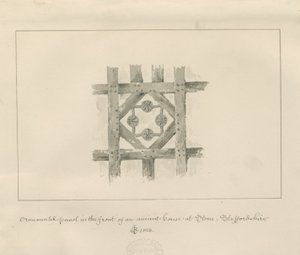 Piedra - Panel ornamental en una casa antigua: dibujo a la aguada en sepia