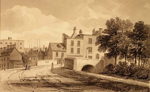 Vista del Puente del Estanque del Molino, Bermondsey de John Chessell Buckler