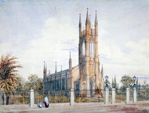 Vista oeste de la iglesia de San Lucas, Chelsea, Londres, 1847