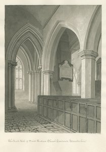 Worcestershire - Droitwich - Interior de la Iglesia de San Andrés: dibujo en sepia de John Chessell Buckler