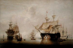 Buques de guerra secando sus velas