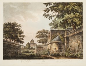 Interior de los Fossores de la Bastilla, Parte del Arsenal, ilustración de Versalles, París y Saint Denis, pub. 1809