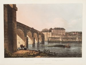 París, El Puente de Neuille, ilustración de Versalles, París y Saint Denis, pub. 1807 de John Claude Nattes