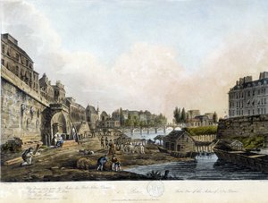París: Vista del Puente Notre-Dame - en “París visto por J.C. Mats”, ed. Miller, Londres de John Claude Nattes