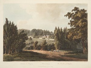 La Residencia de Rousseau, ilustración de Versalles, París y Saint Denis, pub. 1809 de John Claude Nattes