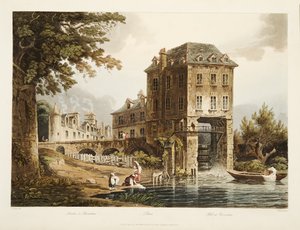 Molino en Charenton, ilustración de Versalles, París y Saint Denis, pub. 1807 de John Claude after Nattes