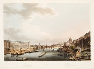 El Louvre; El Pont Neuf; El Colegio de las 4 Naciones; El muelle de Voltaire, ilustración de Versalles, París y Saint Denis, pub. 1805