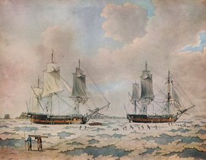 Los barcos de la expedición de descubrimiento de Lord Mulgrave incrustados en hielo en las regiones polares, 1774 de John Cleveley the Younger