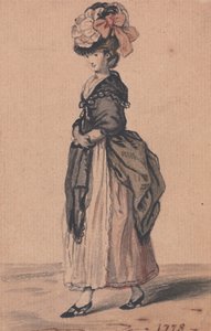Una dama de la moda con chal negro y zapatos negros de John Collet