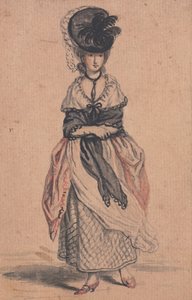 Una dama de la moda con chal negro y zapatos rojos de John Collet