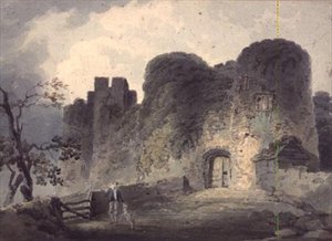 Entrada del Castillo de Carisbrooke, con un Joven y un Cordero cerca de una Puerta