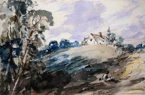 Una Cabaña en un Alto Banco de John Constable
