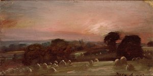 Un campo de heno cerca de East Bergholt al atardecer de John Constable