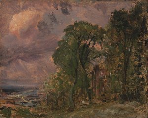 Una vista en Hampstead con tiempo tormentoso de John Constable