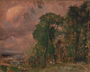 Vista en Hampstead con clima tormentoso de John Constable