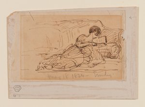 Hija del artista, Emily, acostada en un sofá leyendo, 18 de mayo de 1834 de John Constable