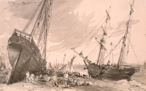 Escena costera de Brighton con dos barcos en primer plano, 30 de mayo de 1828 de John Constable