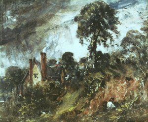 Cabaña entre árboles con un banco de arena, c.1830-36 de John Constable