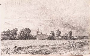 Cabañas y camino, East Bergholt de John Constable