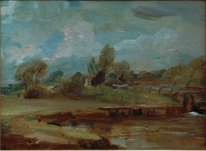 La esclusa de Flatford, vista desde un sendero junto al río de John Constable