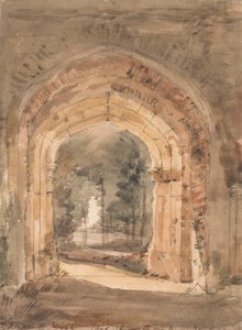 Iglesia de Bergholt Este, mirando por el arco sur de la torre en ruinas de John Constable