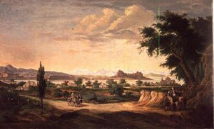 Figuras con un Burro, Corfú en la Distancia de John Constable