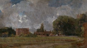 Casa de Golding Constable, East Bergholt: lugar de nacimiento del artista, paisaje con pueblo y árboles de John Constable