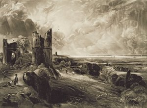 Castillo de Hadleigh, grabado por David Lucas (1802-81) c.1832 de John Constable