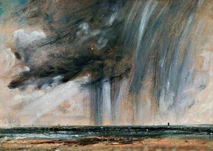 Tormenta de lluvia sobre el mar, estudio de paisaje marino con nubes de lluvia, hacia 1824-1828, de John Constable (1776-1837), óleo sobre papel extendido sobre lienzo, 22,2x31 cm de John Constable